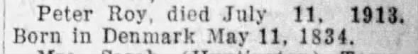 DNotice Peter Roy Early Settlers Who Passed Away in the Past Year Cedar Falls